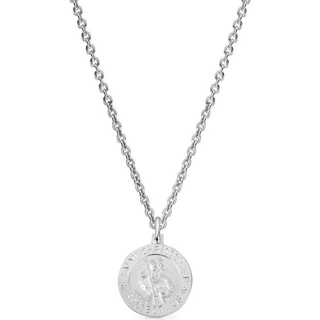 John Greed Signature Silver Modern St Christopher Necklace - silver