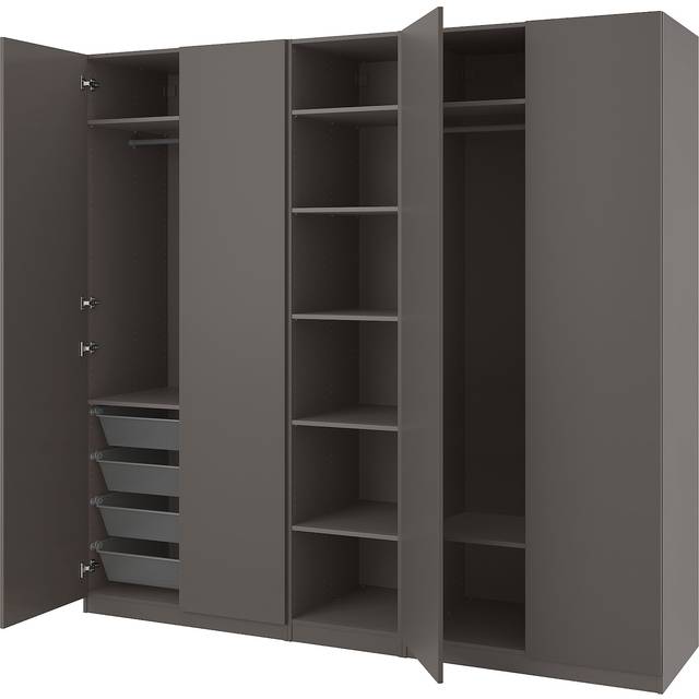 PAX / FORSAND garderob, mörkgrå/mörkgrå, 250x60x236 cm