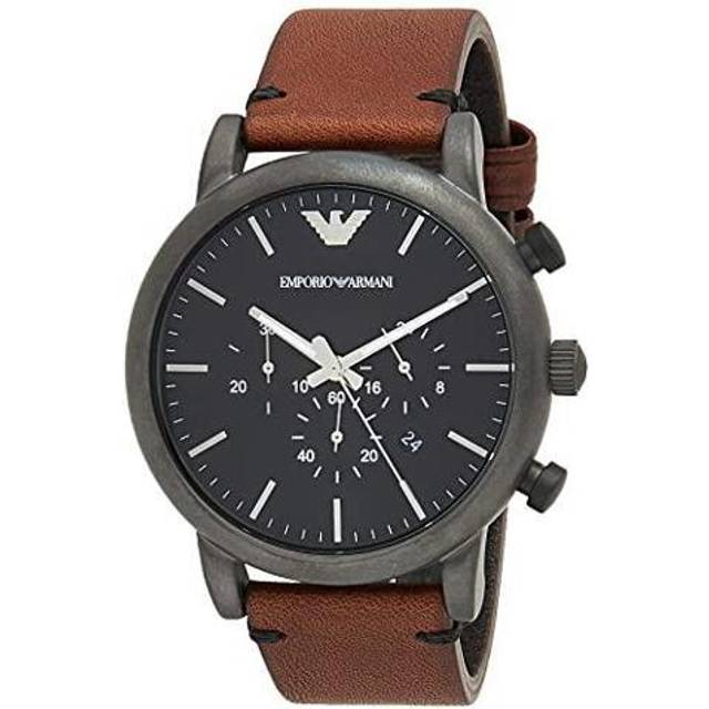 Emporio Armani Luigi Men's Watch AR1919 Chronograph Black Dial Brown Strap