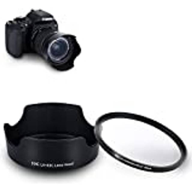 Lens Hood and UV Filter Fits for Canon EF-S 18-55mm f/3.5-5.6 f/4-5.6 RF 24-50mm f/4.5-6.3 IS STM Replaces Canon EW-63C