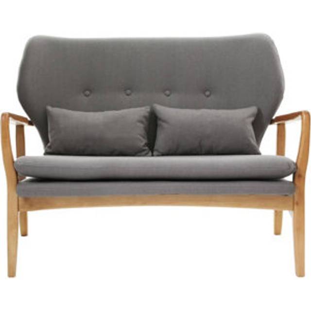Premier Housewares - Interiors by Premier Grey Sofa With Birchwood Frame, Comfy Fabric Seat, Easy to Clean Buttoned Sofa, Long-lasting Small Sofa