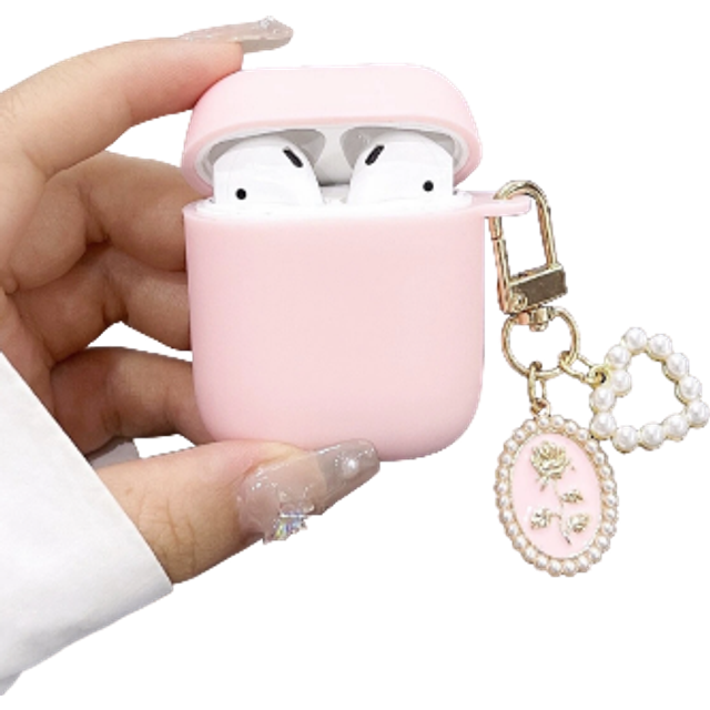 Valentines Pink Faux Pearl Heart Pendant Fodral Kompatibel med AirPods Kompatibel med Airpods1/2 AirPods Pro Kawaii - Rosa (AirPods1/2,AirPods Pro,AirPods 3,AirPods Pro (2nd generation),AirPods 4)