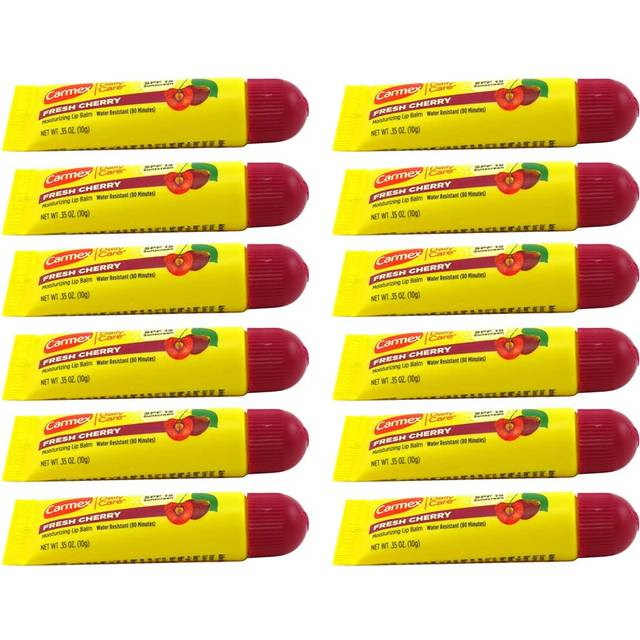 Carmex Lip Balm Tube Fresh Cherry SPF#15 0.35 Ounce (12 Pack)