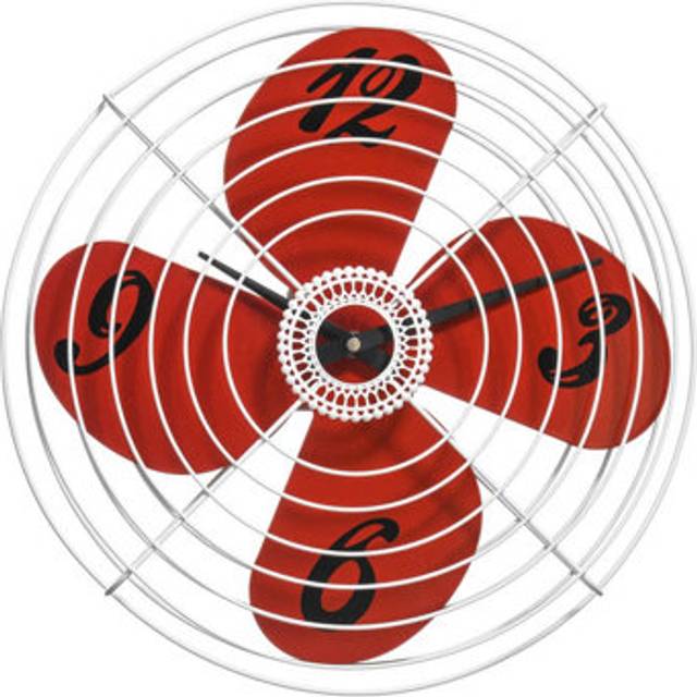 Red Retro Fan Design Wall Clock - Premier Housewares