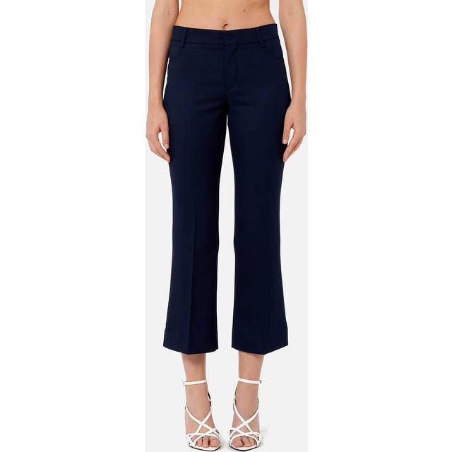 AMI Cropped Twill Flared Trousers - FR 38/UK 10 - Blue
