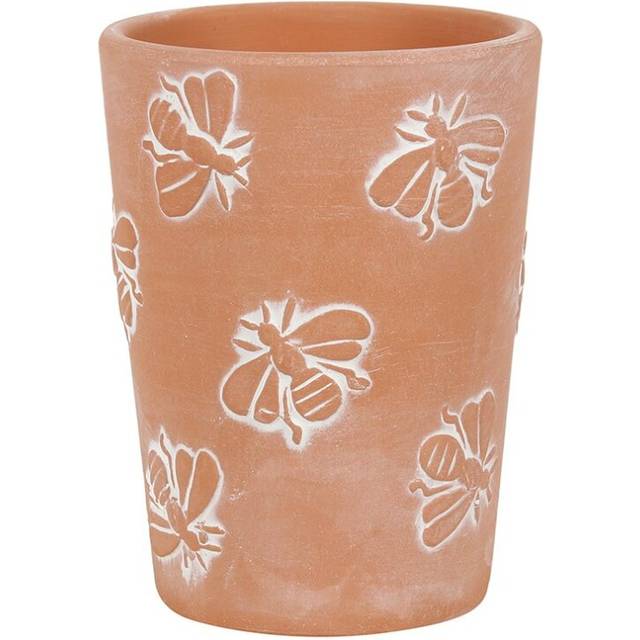 Small Terracotta Bee Pattern Plant Pot 11cm