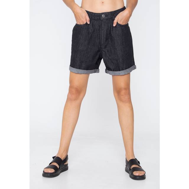 Urban Classics - Ladies High Waist Boyfriend Black Washed - Shorts - black - W27 - 100% Cotton