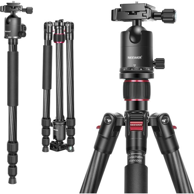 Neewer Carbon Fiber 66 inches/168 centimeters Camera Tripod Monopod with 360 Degree Ball Head,1/4 inch Quick Shoe Plate,Bag