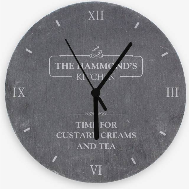 Personalised Kitchen Slate Wall Clock - Grey