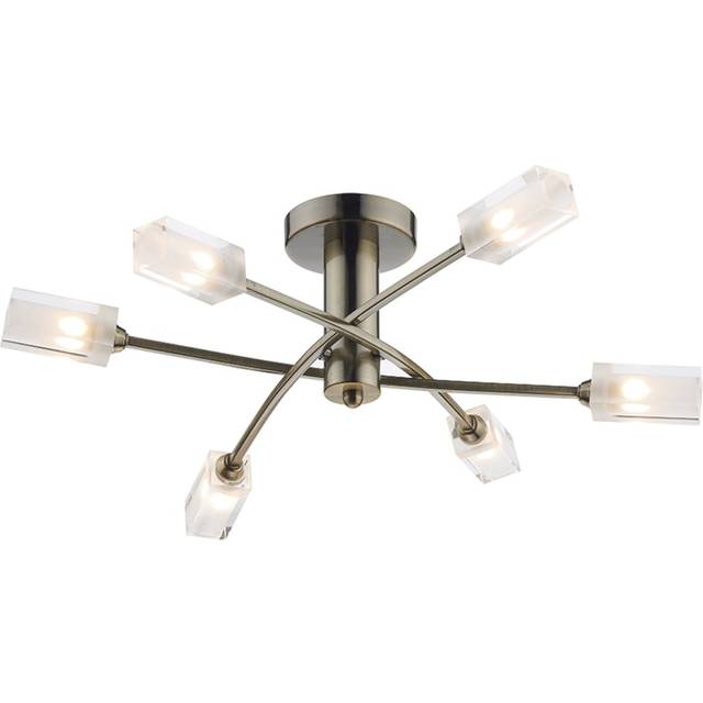 Dar Lighting Group Dar MOR6475 Morgan 6 Light Semi Flush Antique Brass