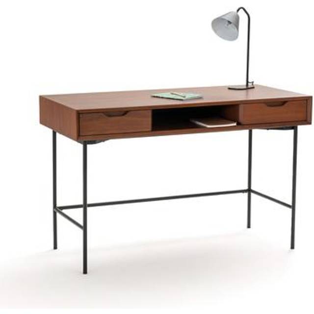 Noyeto Wood & Metal Desk - Black/Walnut Stain - ONE SIZE