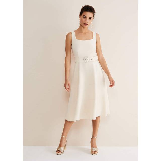 Phase Eight Ethel Plain Fit & Flare Dress, Cream