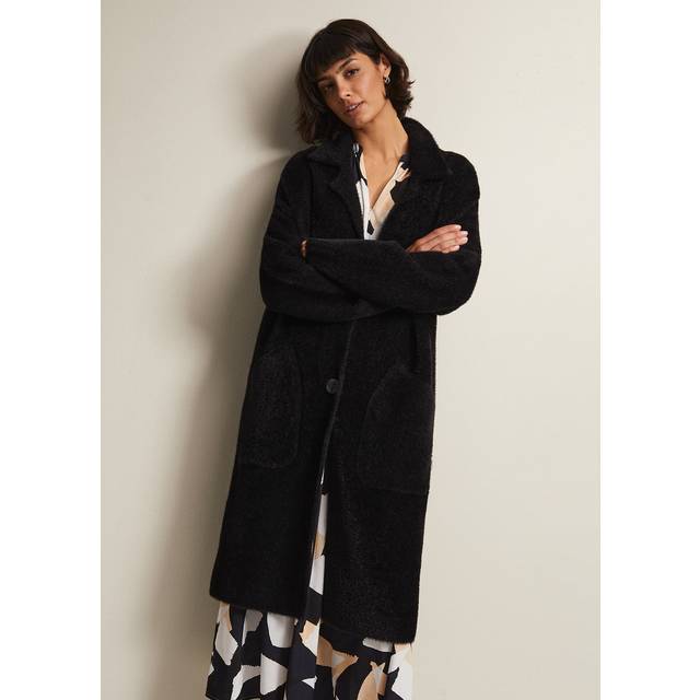 Phase Eight Women's Floressa Fluffy Knit Coat - Black - 16