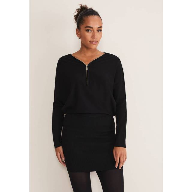 Phase Eight Women's Becca Zip Neck Detail Dress - Black - 14