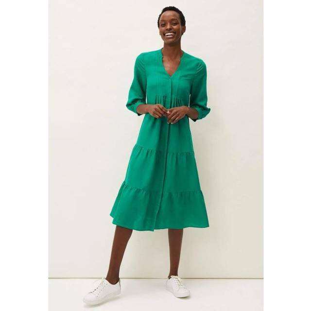 Green Penele Linen Blend Midi Dress (10)