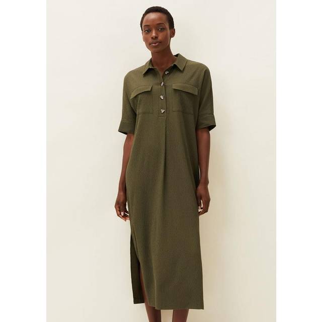 Khaki Lucina Split Midi Dress - Green (14)