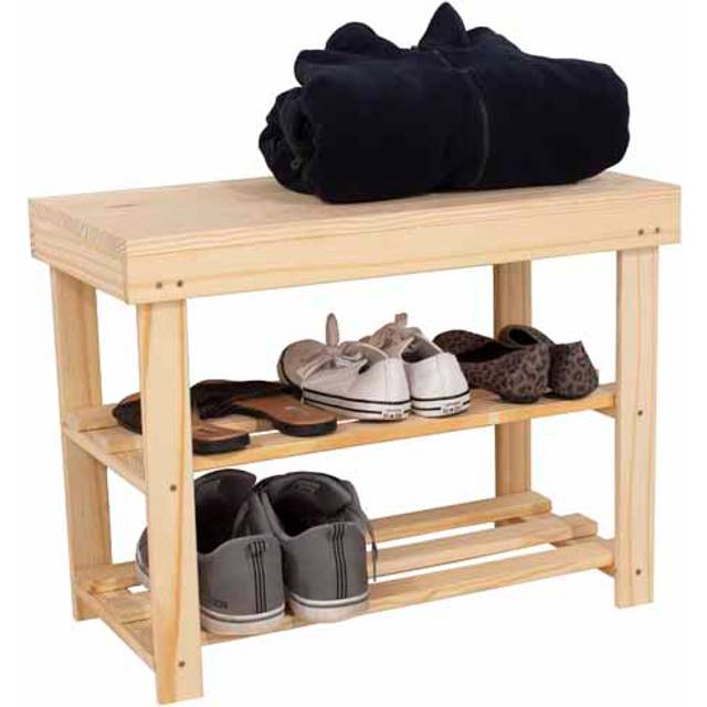 Wooden 6 Pair Shoe Rack, Pre-Sanded Timber - Natural Wood (6)