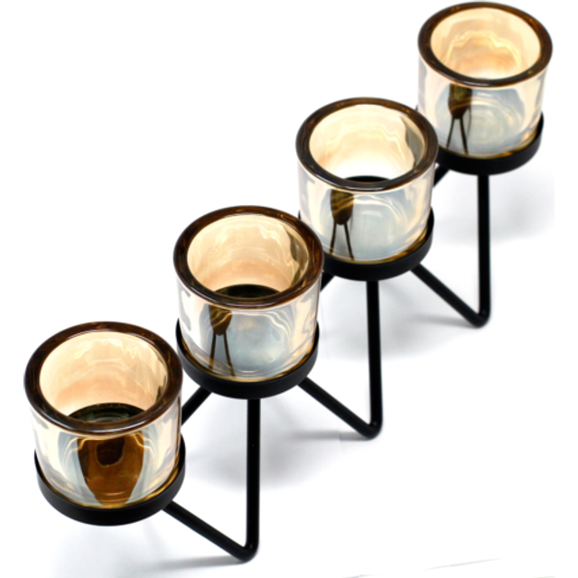 Centrepiece Iron Votive Candle Holder - 4 Cup Zig Zag