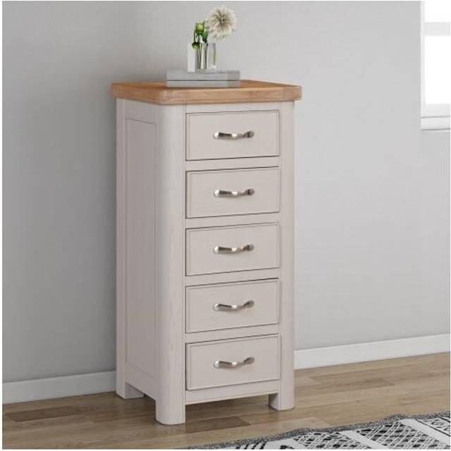 Bologna Painted Tall Chest with 5 Drawers - L40 x W50 x H102 cm - Oak