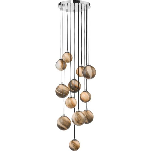 dar lighting Mik1250 Mikara 12 Light Cluster Pendant Polished Chrome Glass 2.5m - Orange