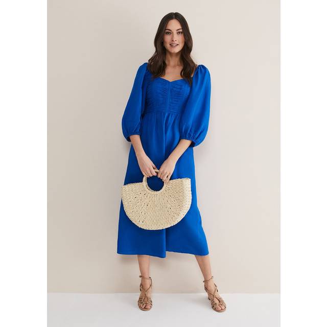 Phase Eight Women's Celila Linen Midi Dress - Blue - 14