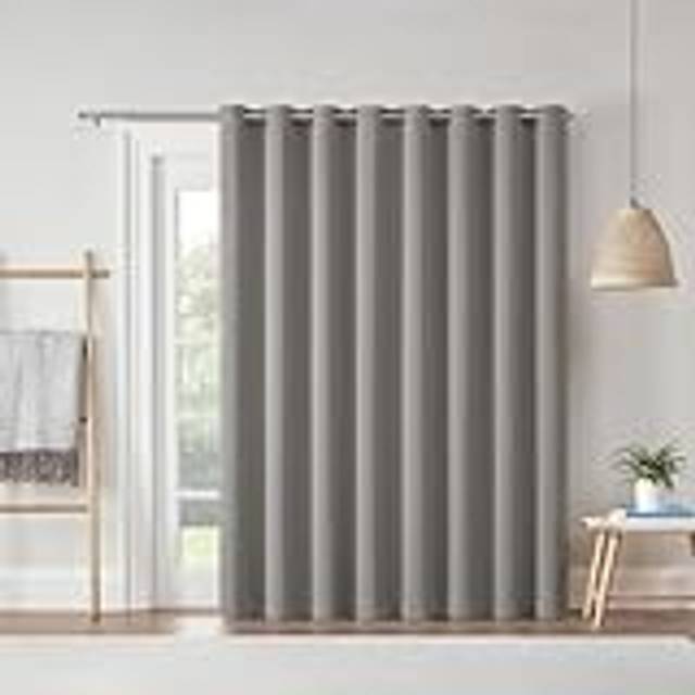 Eclipse Darrell Thermaweave Blackout Grommet Extra Wide 84 x 100 Sliding Patio Door Curtain Panel in Grey