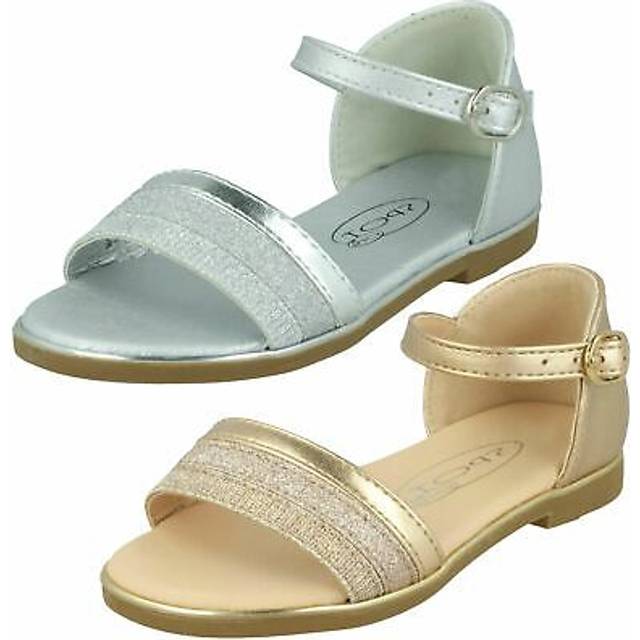 (Gold, UK 8 Child) Girls Spot On Ankle Strap Sandals H0350