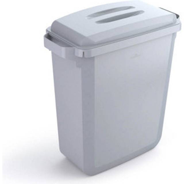 Durable DURABIN Plastic Waste Recycling Bin 60 Litre Rectangular Grey with Grey Lid (VEH2023019)