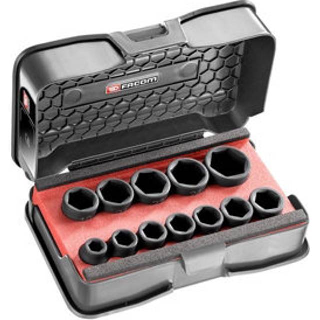 6 Point Metric Stubby Impact Socket Set 1/2in 12 Piece FCMNSSJ12PB - Facom