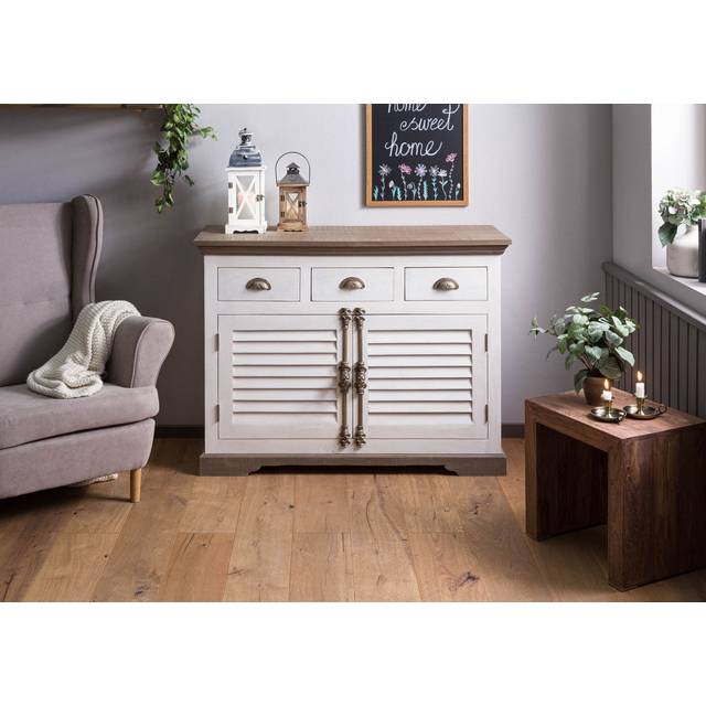 Toulouse 120 Cm Wide 3 Drawer Solid Wood Sideboard - Lacquered White (90cm H X 120cm W X 45cm D)