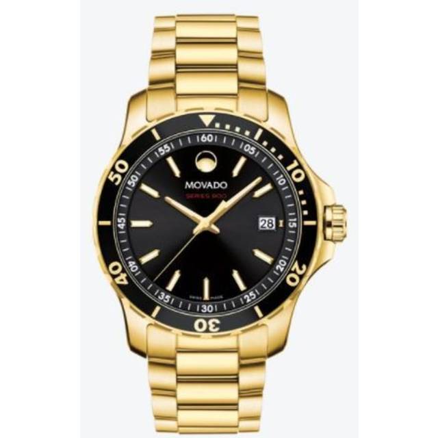Movado 2600145 Series 800 Black Dial Yellow Gold PVD Men's Watch