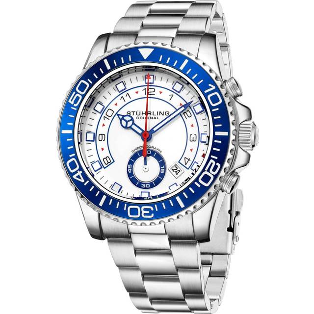 Brigadier Quartz Chronograph 42mm Diver watch with Stainless Steel Link Bracelet - Blue - One Size