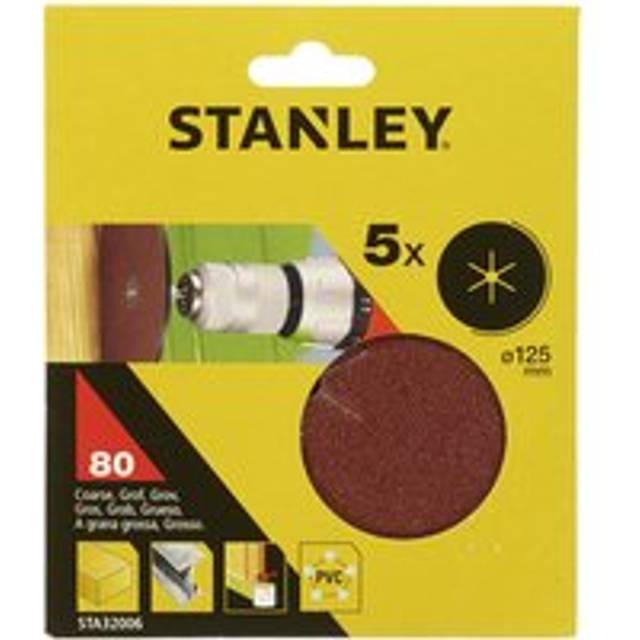 Stanley Drill Sanding Discs 125mm 80g Pack of 5