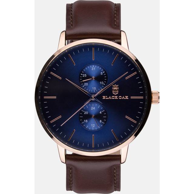 Black Oak Shumardii herrklocka - brun/blå, 42 mm