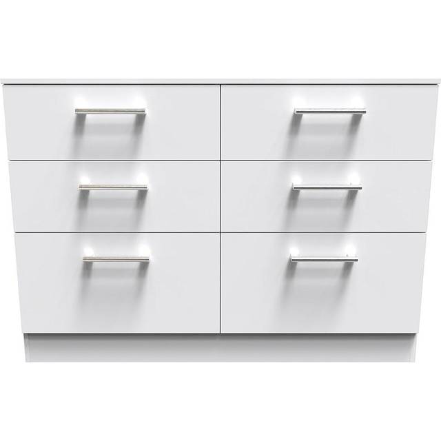 Welcome Furniture Ready Assembled Devon 6 Drawer Wide Chest In White Matt, White