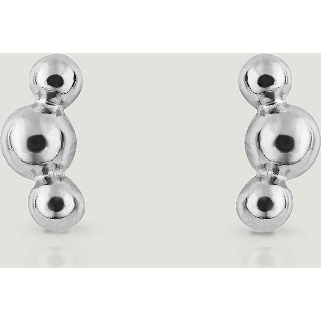 John Greed CANDY Cane Silver Triple Ball Stud Earrings For Women - silver