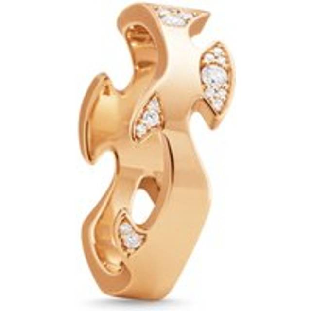 Georg Jensen Fusion 18ct Rose Gold Diamond Pave Centre Ring - 50