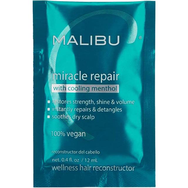 Malibu C Miracle Repair Hair Reconstructor with Cooling Menthol (1 Packet) - Nourishing Hair Repair Treatment for Weak  Damaged Strands - Scalp Invigo
