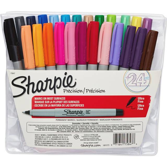 Sharpie Permanent Markers  Ultra Fine Point  Assorted Colors  24-Count