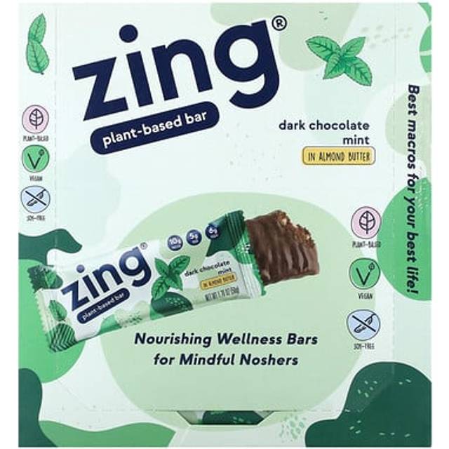 Zing Plant-Based Bar Dark Chocolate Mint 12 Bars