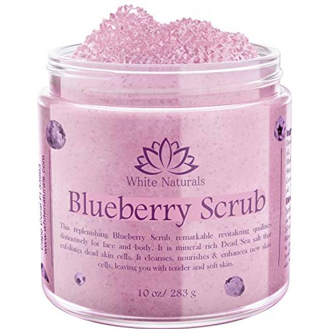 Blueberry Body Scrub  Pure Organic Face Exfoliant for Super Soft Skin  Anti Cellulite & Exfoliator  Natural Skin Care Formula Helps with Stretch Marks