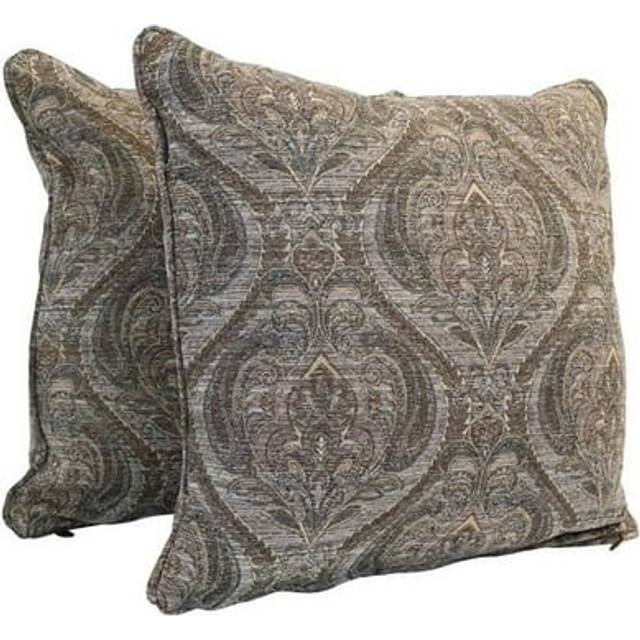 Blazing Needles Corded Square Jacquard Chenille Throw Pillow, 25, Grey Damask 2 Count