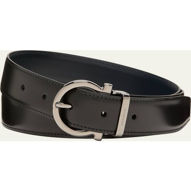 Ferragamo Men Reversible and adjustable Gancini belt Black