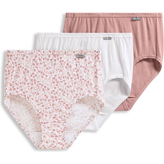 Jockey Women's Underwear Elance Brief - 3 Pack  Diamond White/Prim Floral/Earth Rose  5
