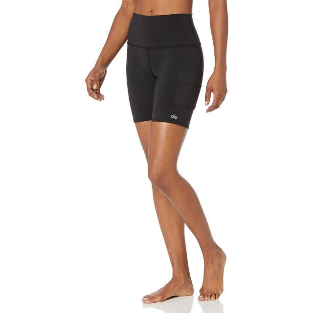 Alo Yoga dam cargoshorts med hög midja, midjade cargos, svart, XXS