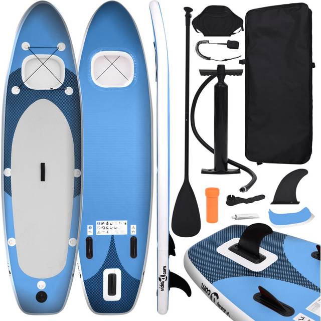 Upplåsbar SUP-bräda set blå 330x76x10 cm