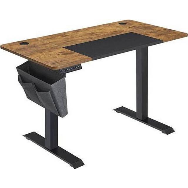 SONGMICS Elektriskt skrivbord höj- och sänkbart, 60 x 120 x (72-120) cm, steglöst justerbart, skarvad topp, minnesfunktion med 4 höjder, vintage brunbotten svart LSD015X01