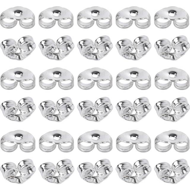 SANNIX 30pcs/15 Pairs 925 Sterling Silver Earring Backs Replacement Secure Ear Lockings