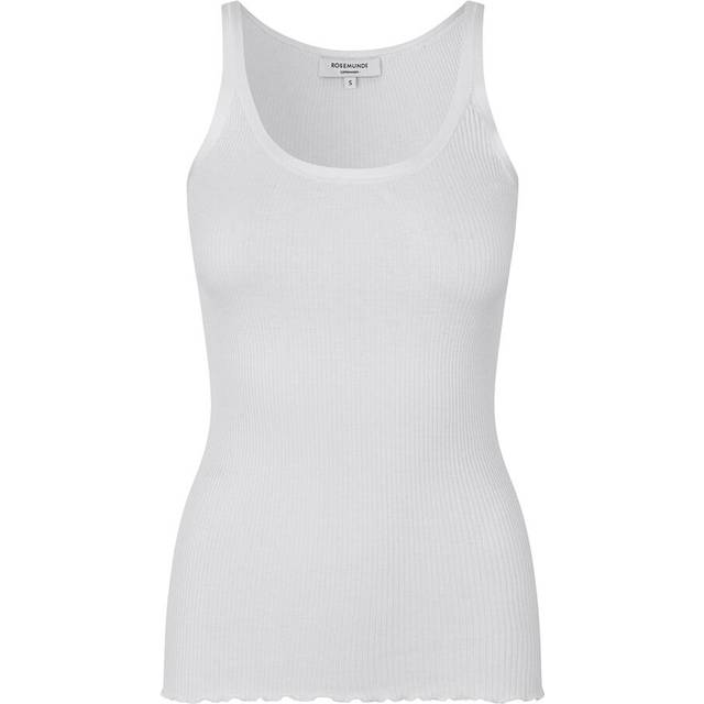 Rosemunde, Topp, Dam, S, Bomull, Feminin Top med Sidenkant - white (S)
