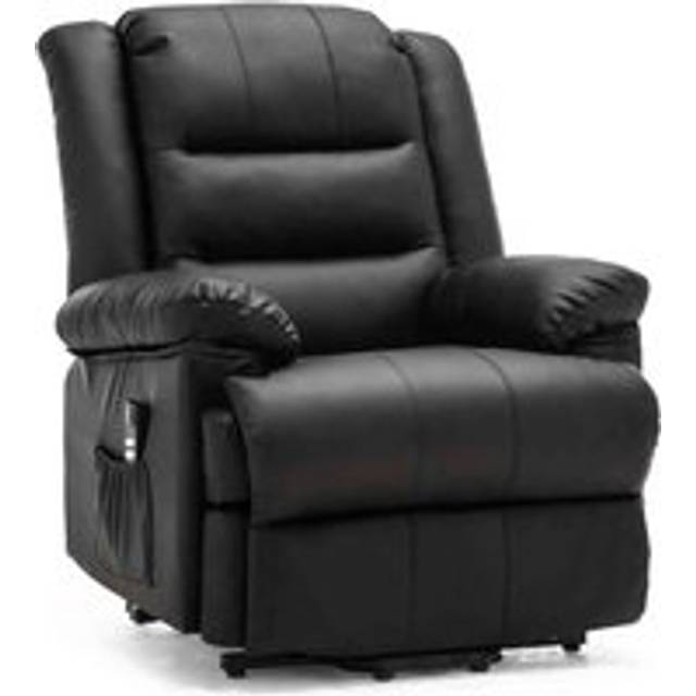 More4Homes Loxley Dual Motor Electric Riser Rise Recliner Bonded Leather Armchair Electric Lift Chair (Black) - One Size